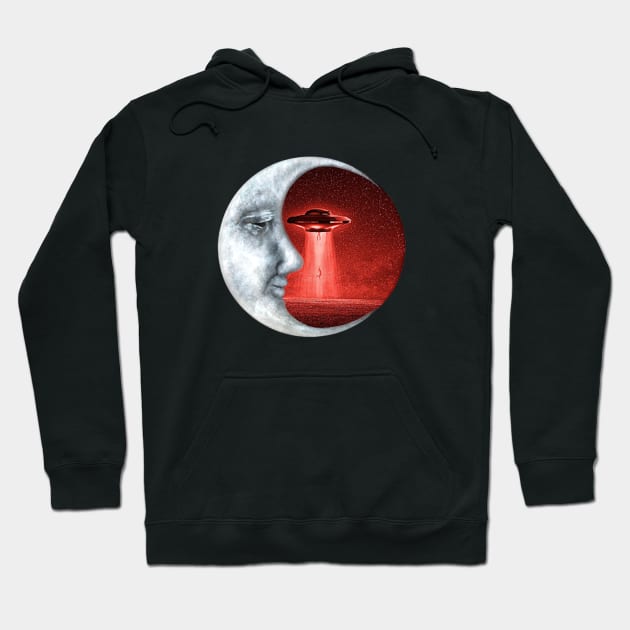 Moon Crescent - Alien Abduction (Red) Hoodie by Lunar Lens